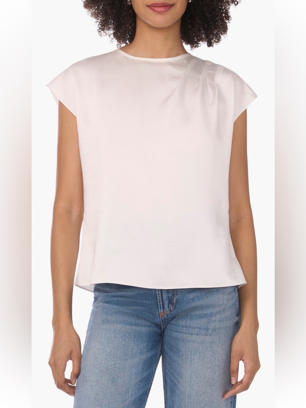 Parker Draped Cap Sleeve Top In New Ivory